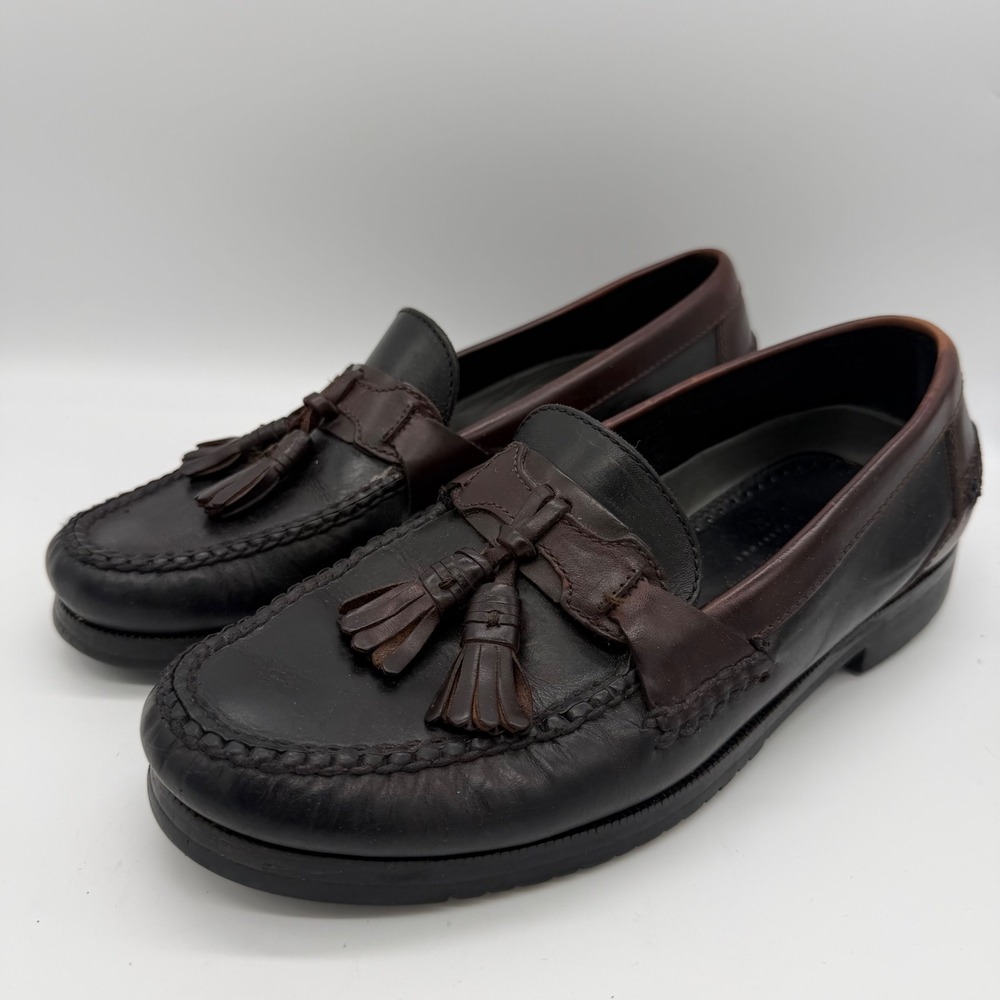 Johnston & Murphy Mens Tassel Loafers Two Tone Brown Leather 10 D 20-9191